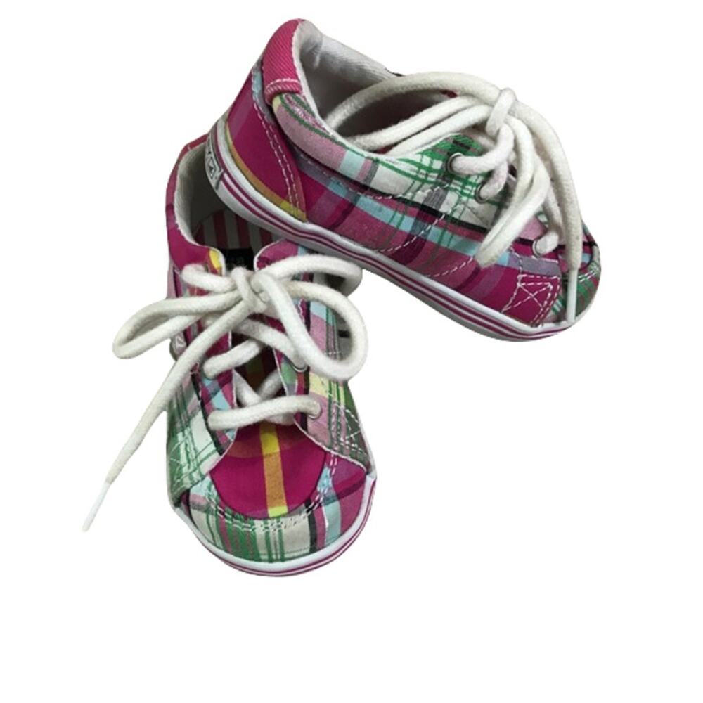 Sperry Girls Shoes Size 4 Castaway Crib Shoes‎ Plaid Pink Green Blue